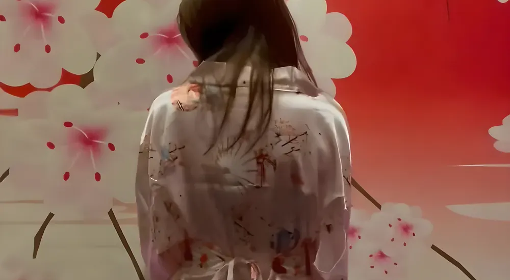 꽃무늬 옷을 입은 여성의 뒷모습